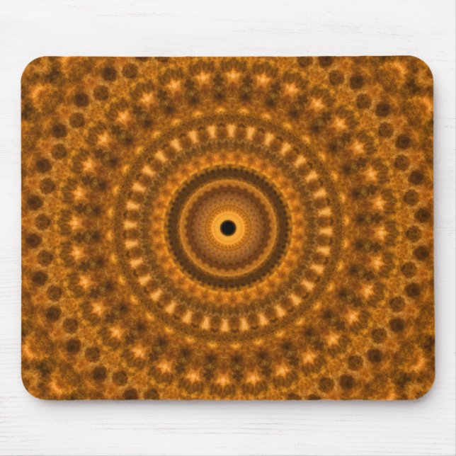 Mousepad Design do fractal dos spirles de Brown & de ouro (Frente)