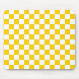 Mousepad Design do padrão de verificação branco amarelo
