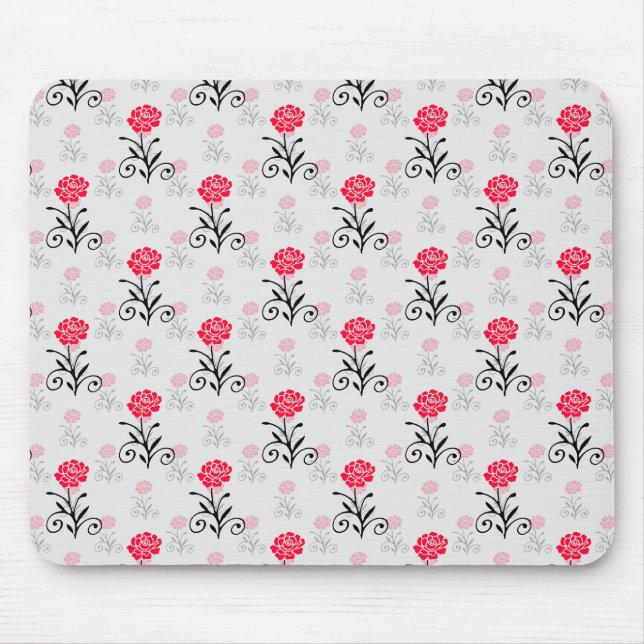 Mousepad Design do Padrão do Pilha do Flor da rosa vermelha (Frente)
