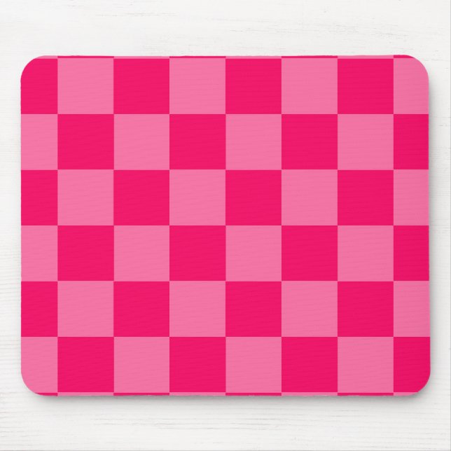 Mousepad Design do padrão do verificador rosa-claro e quent (Frente)