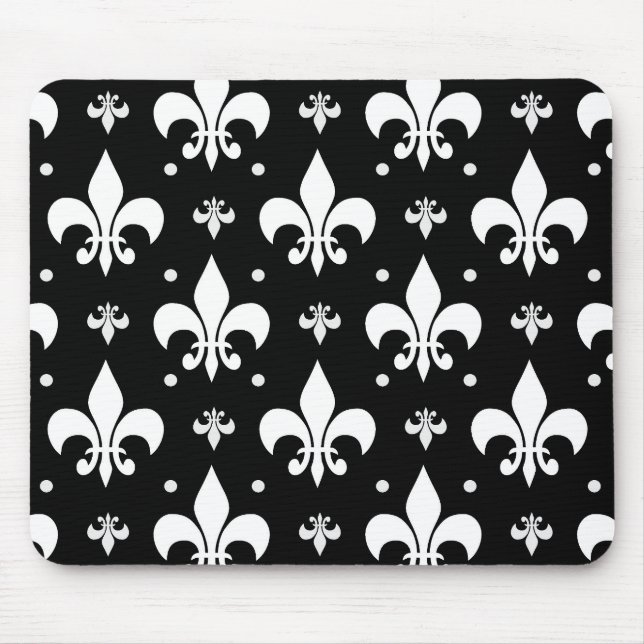 Mousepad Design do padrão Fleur-de-lis preto (Frente)