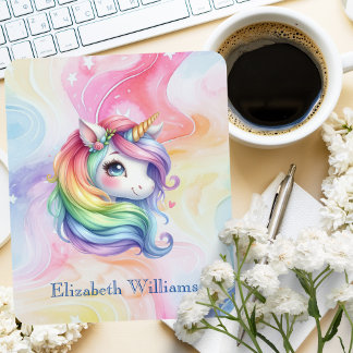 Mousepad Design do Rainbow Unicorn com nome personalizado