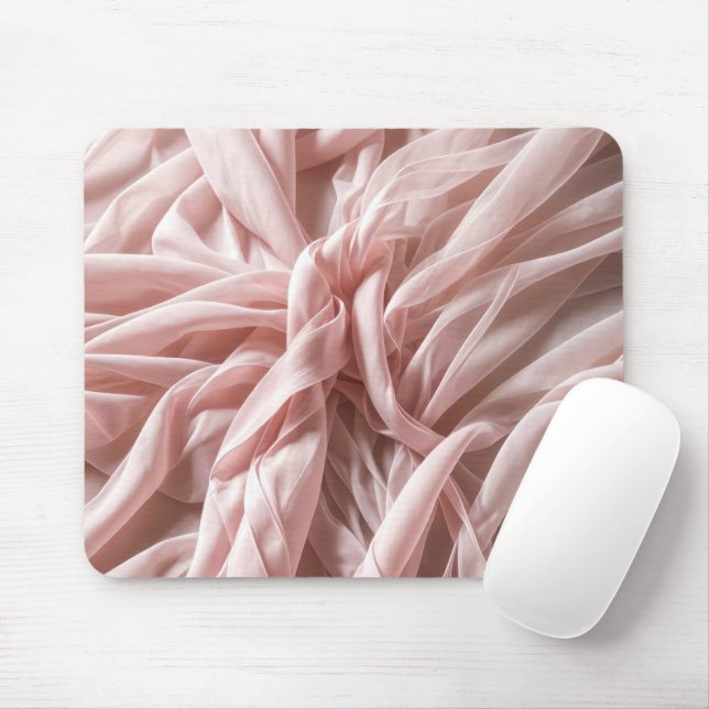 Mousepad Design do Torção do Tecido da Seda Rosa (Com mouse)