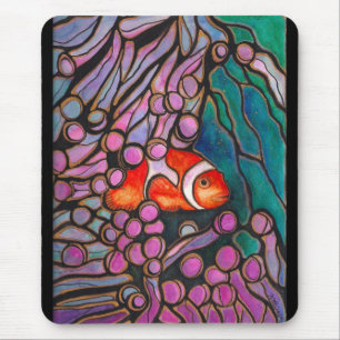Mousepad Design do "vitral" da anêmona de mar de Clownfish