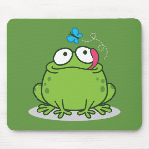 Mousepad Design engraçado do sapo e da borboleta