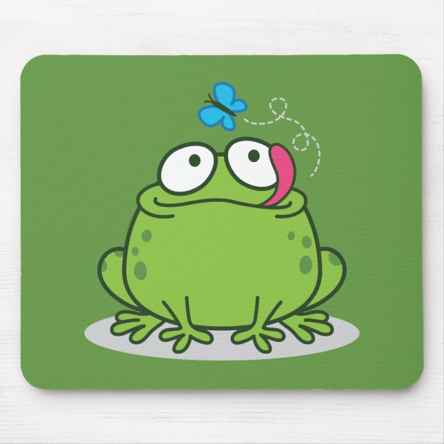 Mousepad Design engraçado do sapo e da borboleta (Frente)