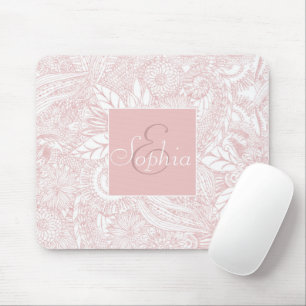 Mousepad Design floral da mandala do ouro cor-de-rosa