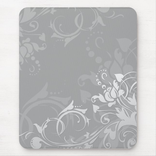 Mousepad design floral moderno em tons de cinza (Frente)