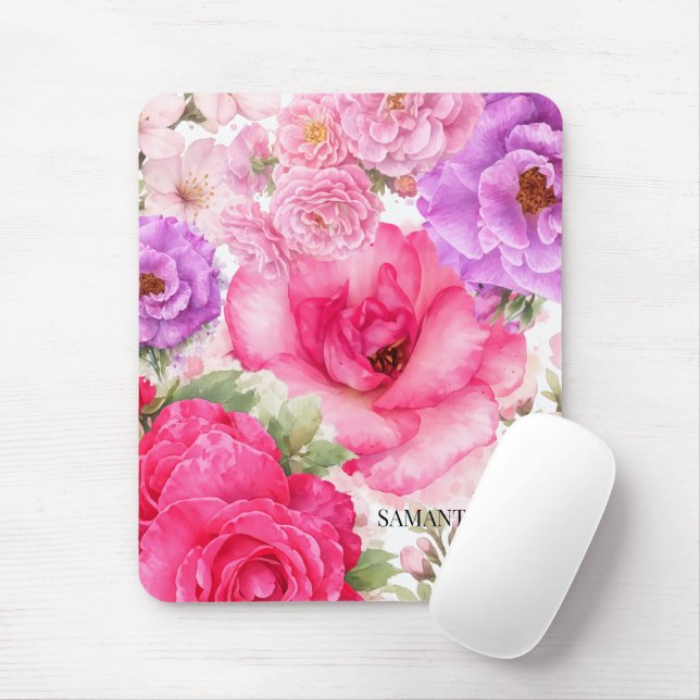 Mousepad Design Floral Personalizado (Com mouse)