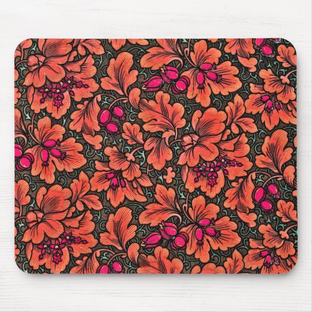 MOUSEPAD DESIGN FLORAL/SALMÃO, CORES DE BERY E VERDE (Frente)
