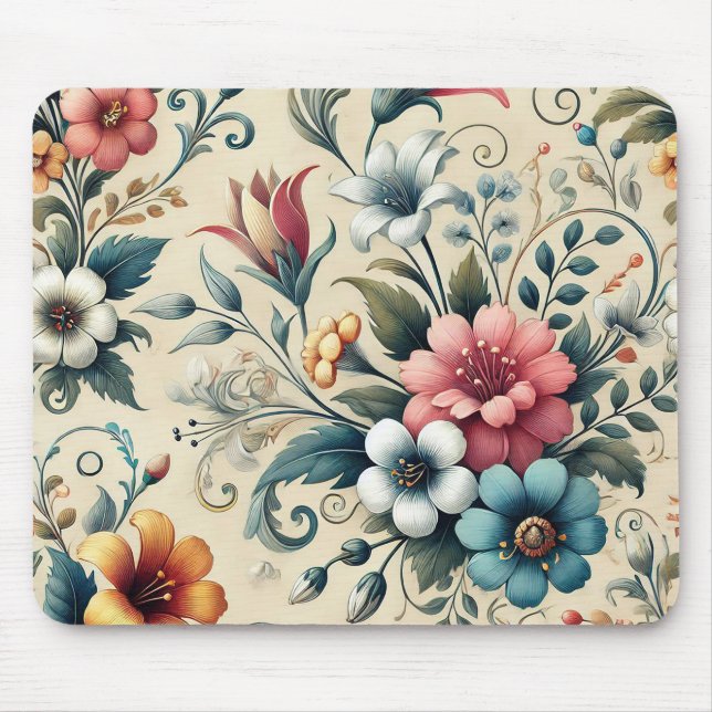Mousepad design floral sem costura criado (Frente)