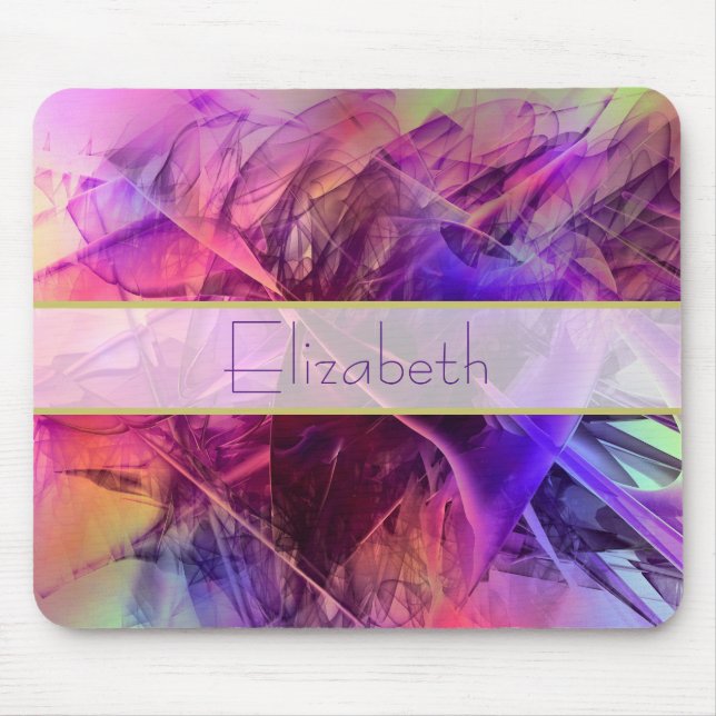 Mousepad Design Fractal de Abstrato moderno roxo e rosa (Frente)