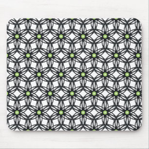 Mousepad Design Geométrico Circular Preto Verde e Branco