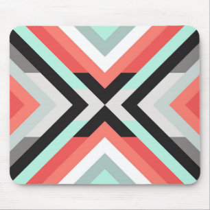 Mousepad Design Geométrico Mint Coral Contemporâneo