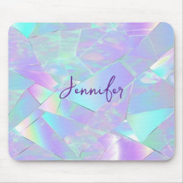 Mousepad Design Iridescente Azul e Roxo, Nome em Script