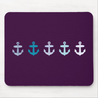 Mousepad Design náutico da âncora - azul/roxo