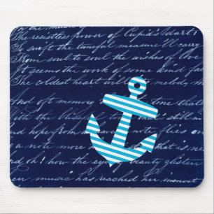 Mousepad Design náutico da escrita da âncora da listra