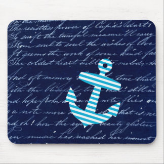 Mousepad Design náutico da escrita da âncora da listra