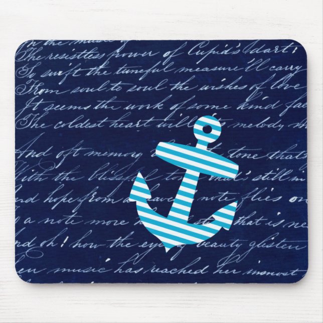 Mousepad Design náutico da escrita da âncora da listra (Frente)