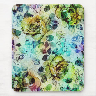 Mousepad Design Pastel dos rosas & dos pássaros