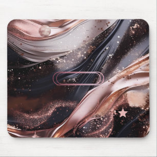 Mousepad Design personalizado de fundo preto e Rosa Dourado