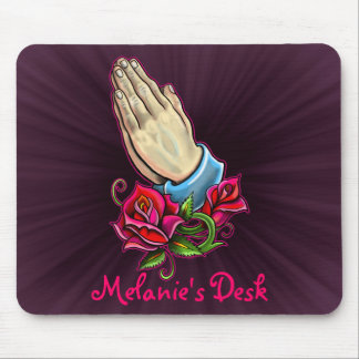 Mousepad Design Praying dos rosas das mãos
