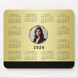 Mousepad Design preto e dourado, logotipo ou foto em círcul