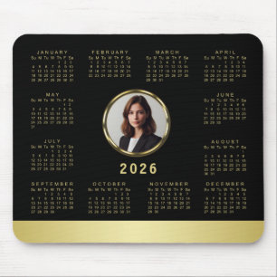 Mousepad Design preto e dourado, logotipo ou foto em círcul