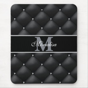 Mousepad design preto luxuoso monogramado personalizado