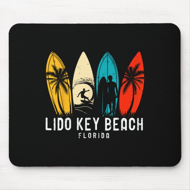 Mousepad Design Retro Lido Key Beach Florida Surfboarder Fo (Frente)