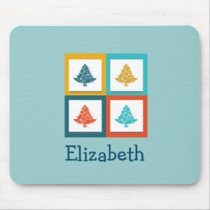 Mousepad Design retro personalizado de 4 árvores de Natal
