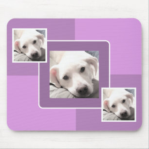 Mousepad Design Roxo Quadrado Quadrado Simples com Três Fot