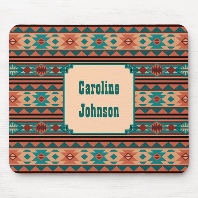 Mousepad Design Turquoise Terracotta Monograma (Frente)