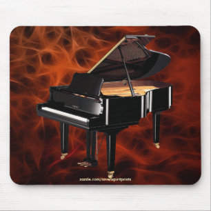 Mousepad Design vermelho do Fractal do melómano do piano d