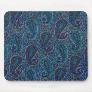 Mousepad Designer de Boho de Paisley Azul