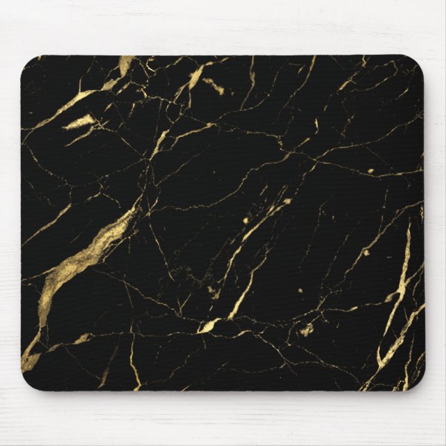Mousepad Designer de mármore preto e Dourado (Frente)