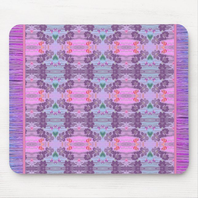 Mousepad Designer De Padrões Flores Rosa E Roxo (Frente)