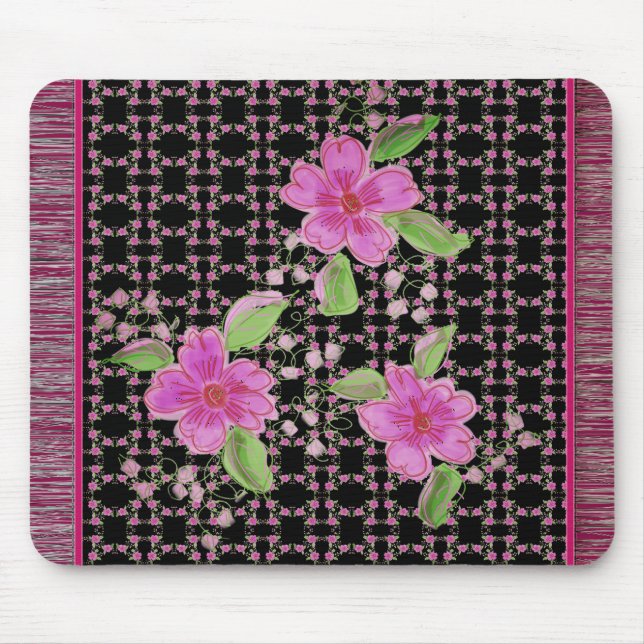 Mousepad Designer De Tapetes Magnéticos Rosa E Borgonha (Frente)