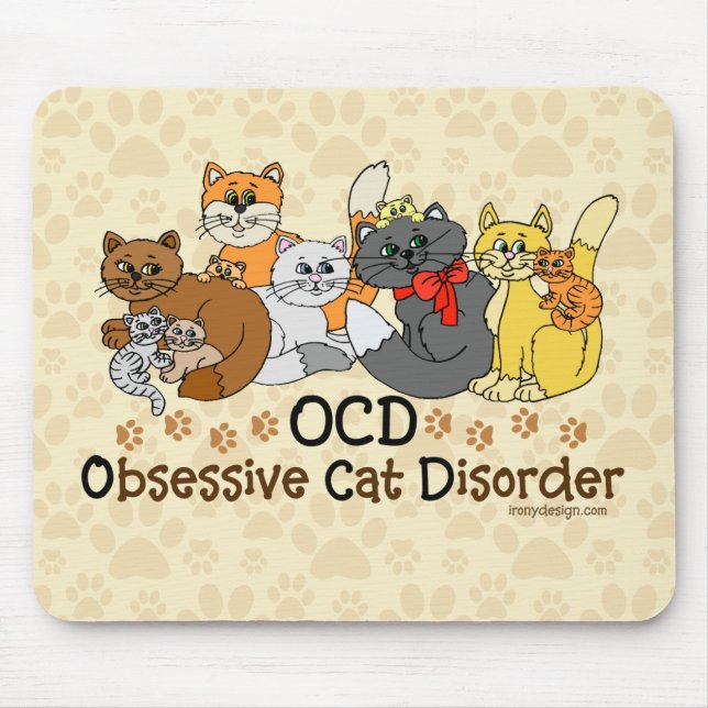 Mousepad Desordem obsessiva do gato de OCD (Frente)