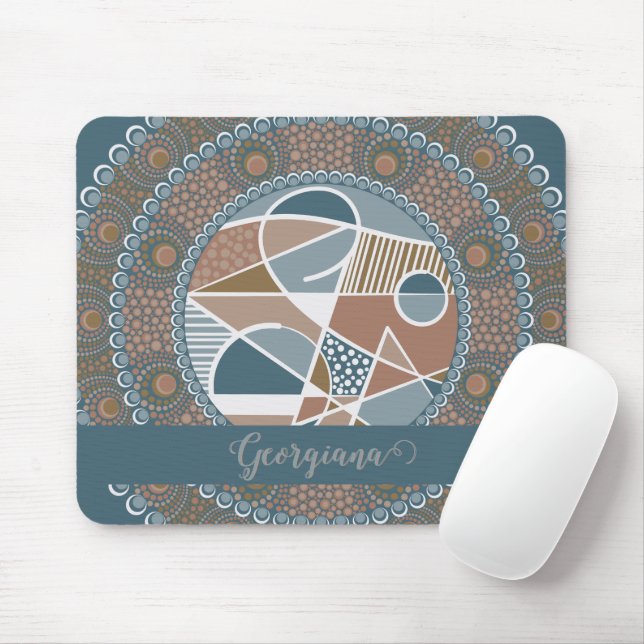 Mousepad Destaque de Teal e Abstrato de Dourado Personaliza (Com mouse)
