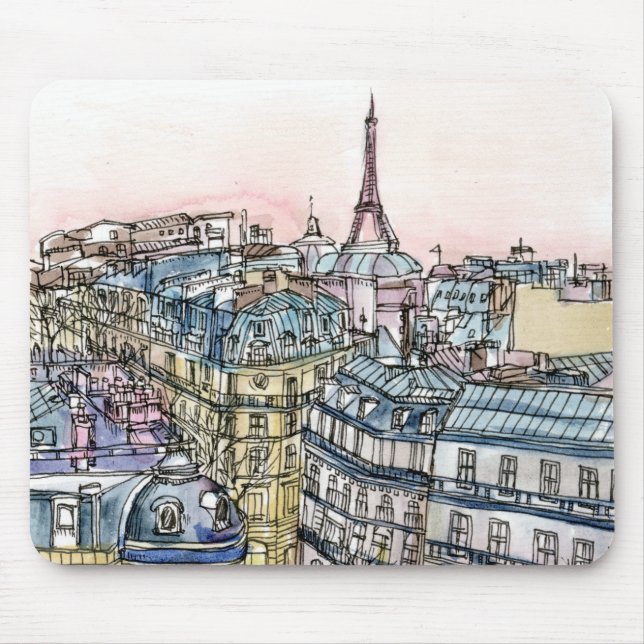 Mousepad Destinos | Torre Eiffel de Aquarela e Paris (Frente)