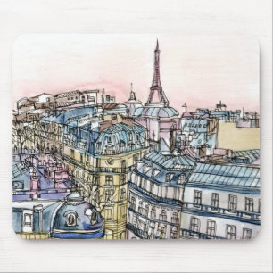 Mousepad Destinos  Torre Eiffel Watercolor e Paris