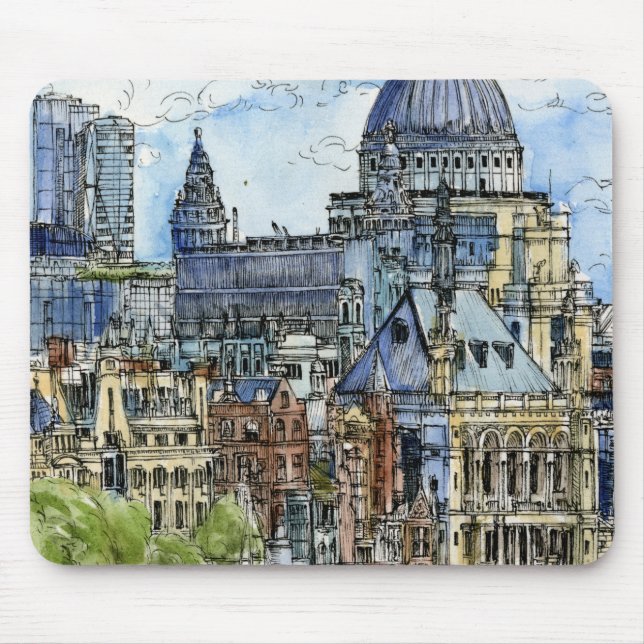 Mousepad Destinos | Watercolor River Thames Waterfront (Frente)