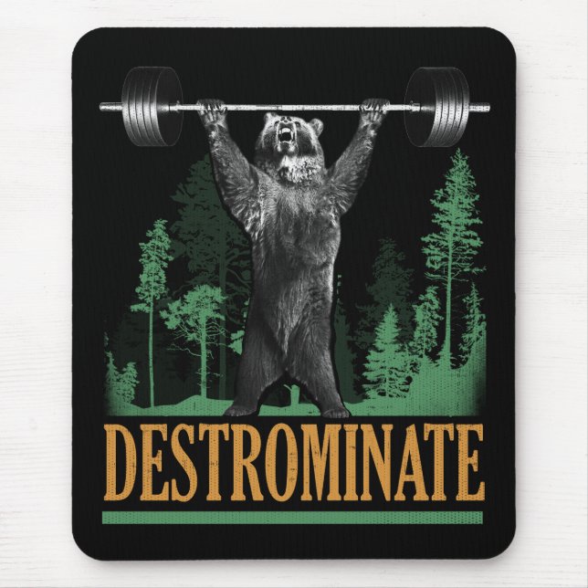 Mousepad Destrominar - Urso - Engraçado Workout Inspiracion (Frente)