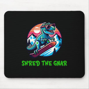 Mousepad Destrua O Gnar Engraçado Snowboarding Dinossauro T