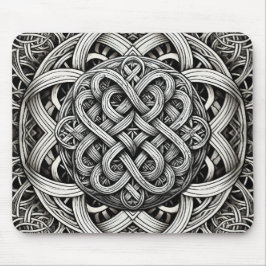 Mousepad Detaillierte Schwarz-Weißer keltischer Knoten 0001