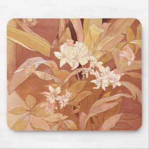 Mousepad Detalhe Floral Art Nouveau de Alphonse Mucha