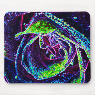 Mousepad Detalhe Gráfico de Rosa Preta, Branca, Azul e Verd