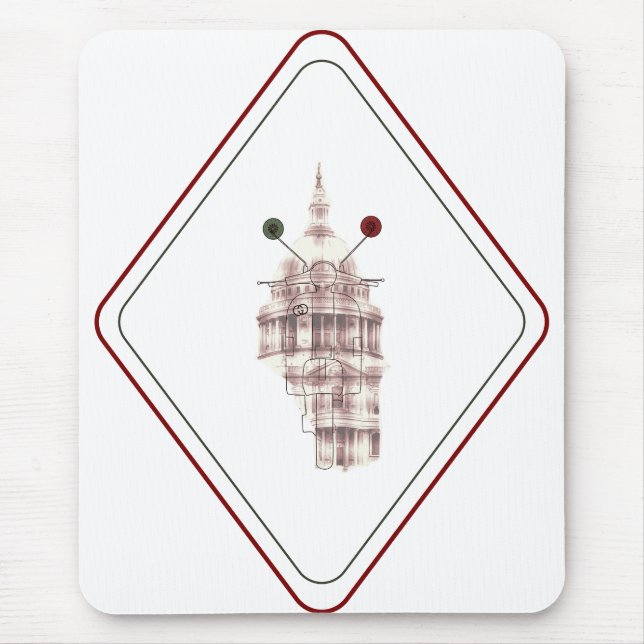 Mousepad Detalhista Preto Catedral e Vespa Nostálgica (Frente)