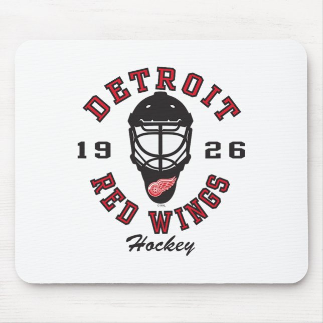 Mousepad Detroit Red Wings Hockey Mask Gray Officially Lice (Frente)